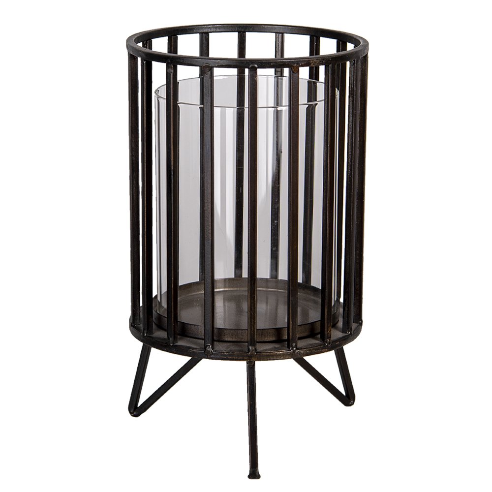 Windlicht Schwarz 15x26 cm