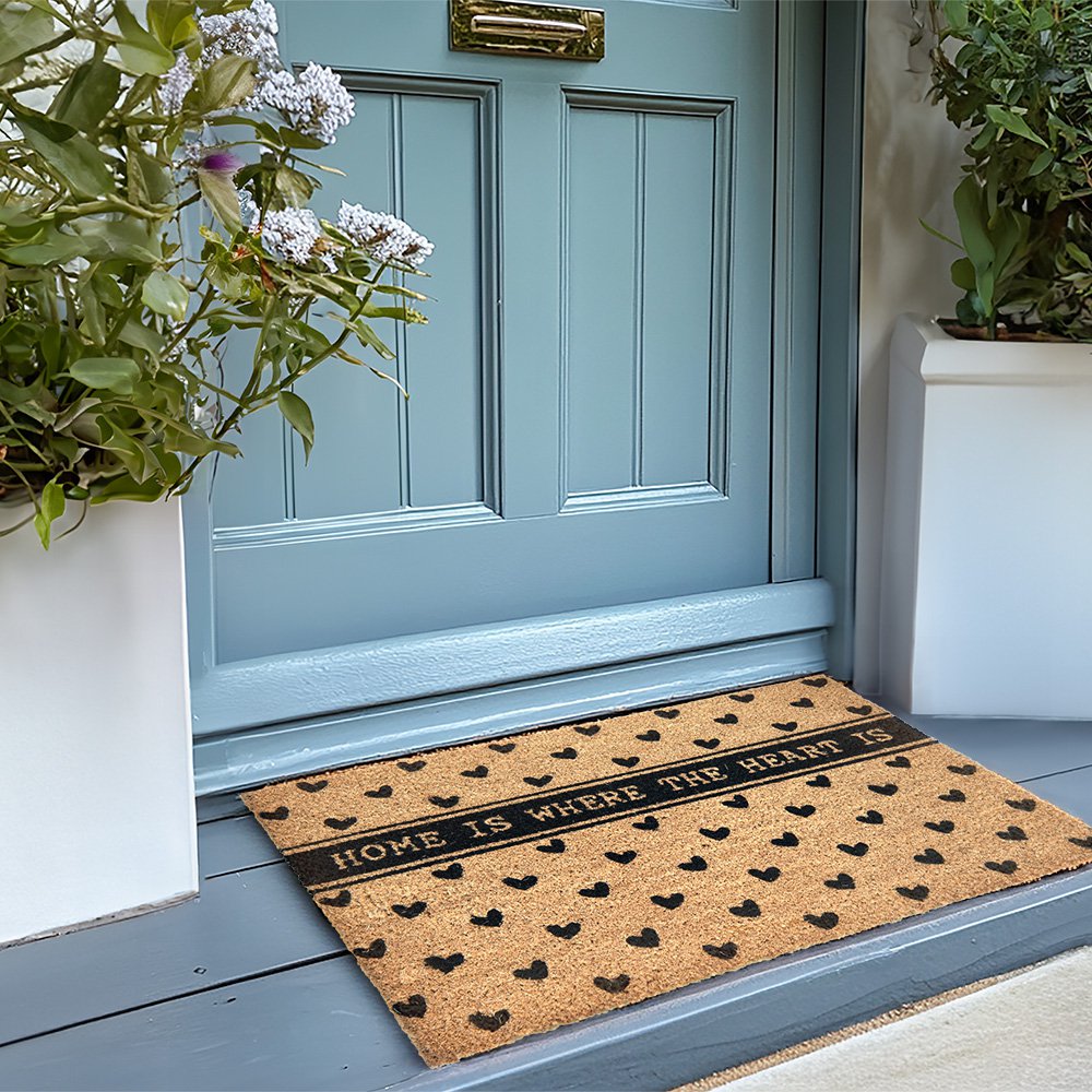 Fußmatte für den Innenbereich Herzen, Braun, Schwarz, 75 x 45 x 1 cm