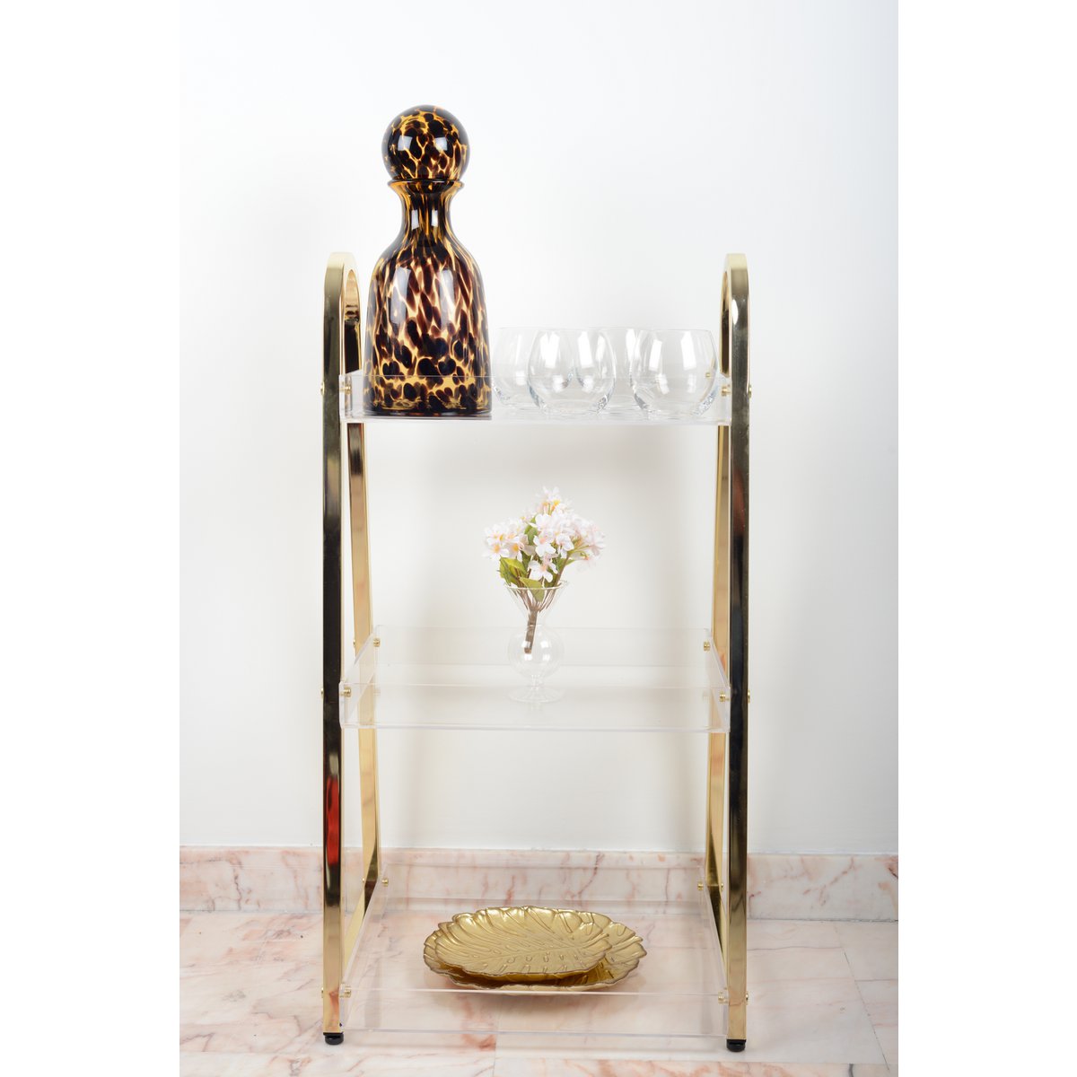 BRAUNE GLASKARAFFE MIT DECKEL 14X14X32,5CM