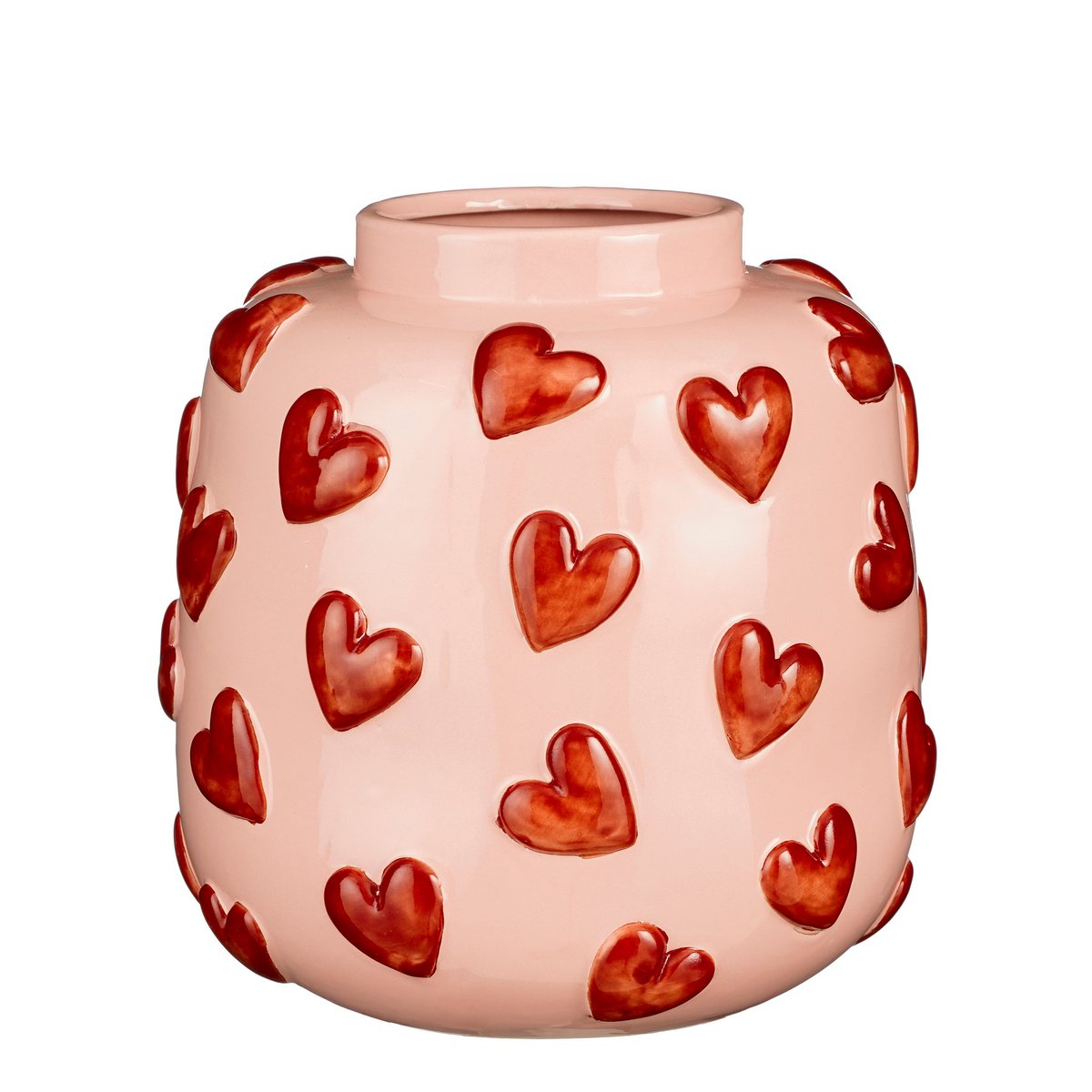 Herzvase – H28 x Ø29 cm – Keramik – Rosa, Rot