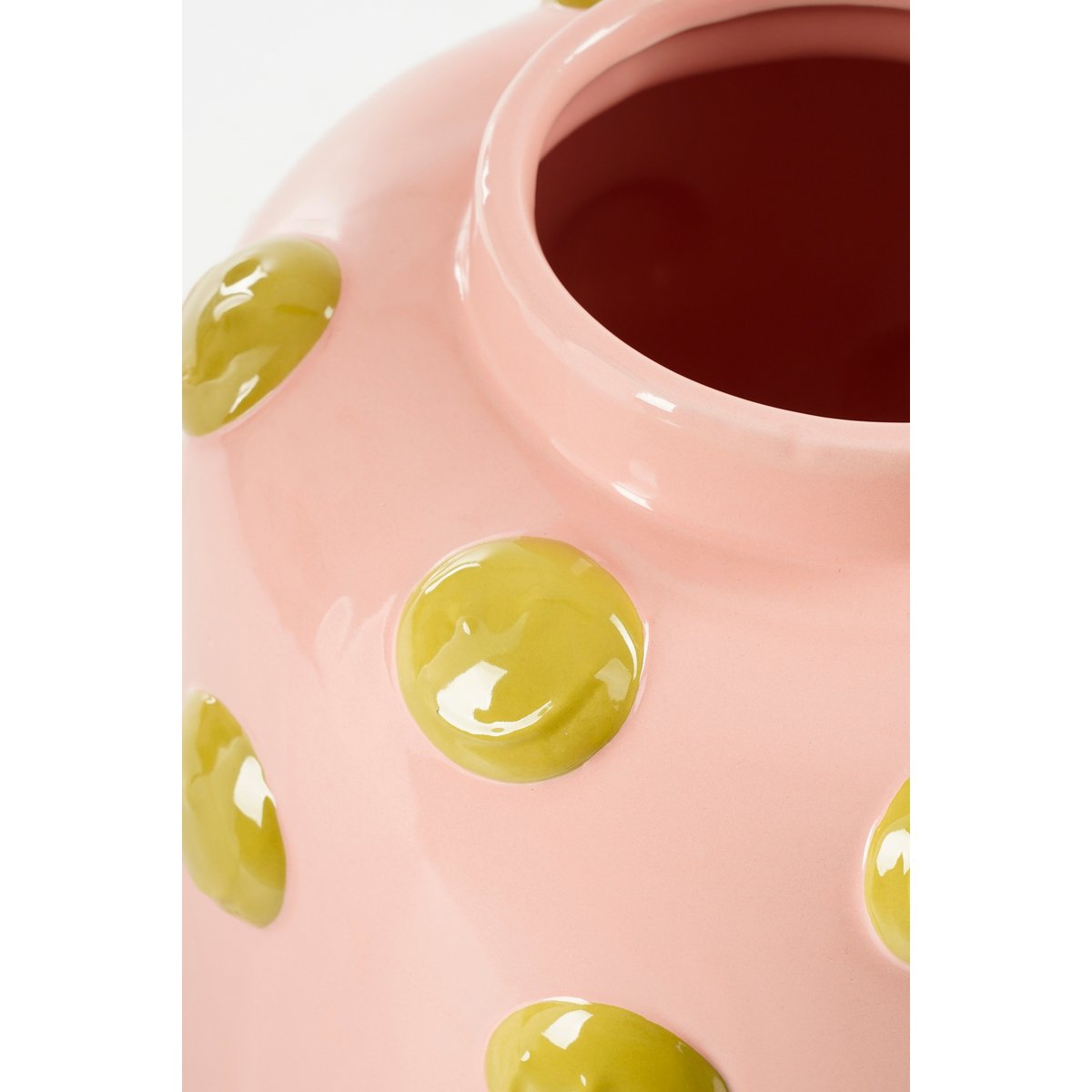 Smiley Vase - H28 x Ø29 cm - Keramik - Hellrosa, Ocker