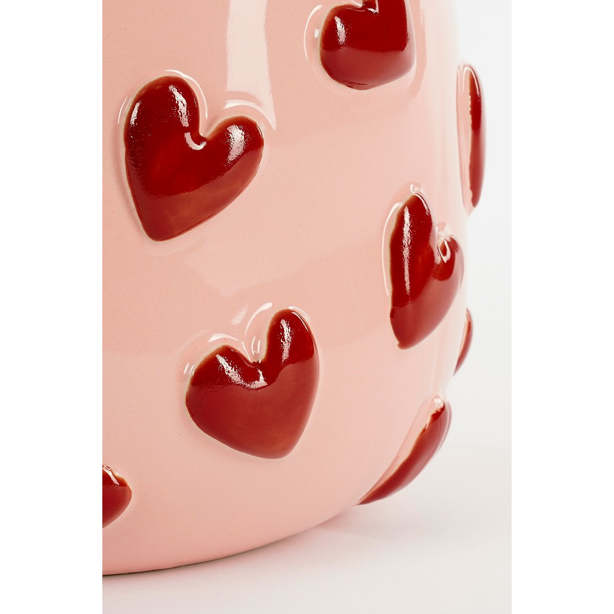 Herzvase – H28 x Ø29 cm – Keramik – Rosa, Rot