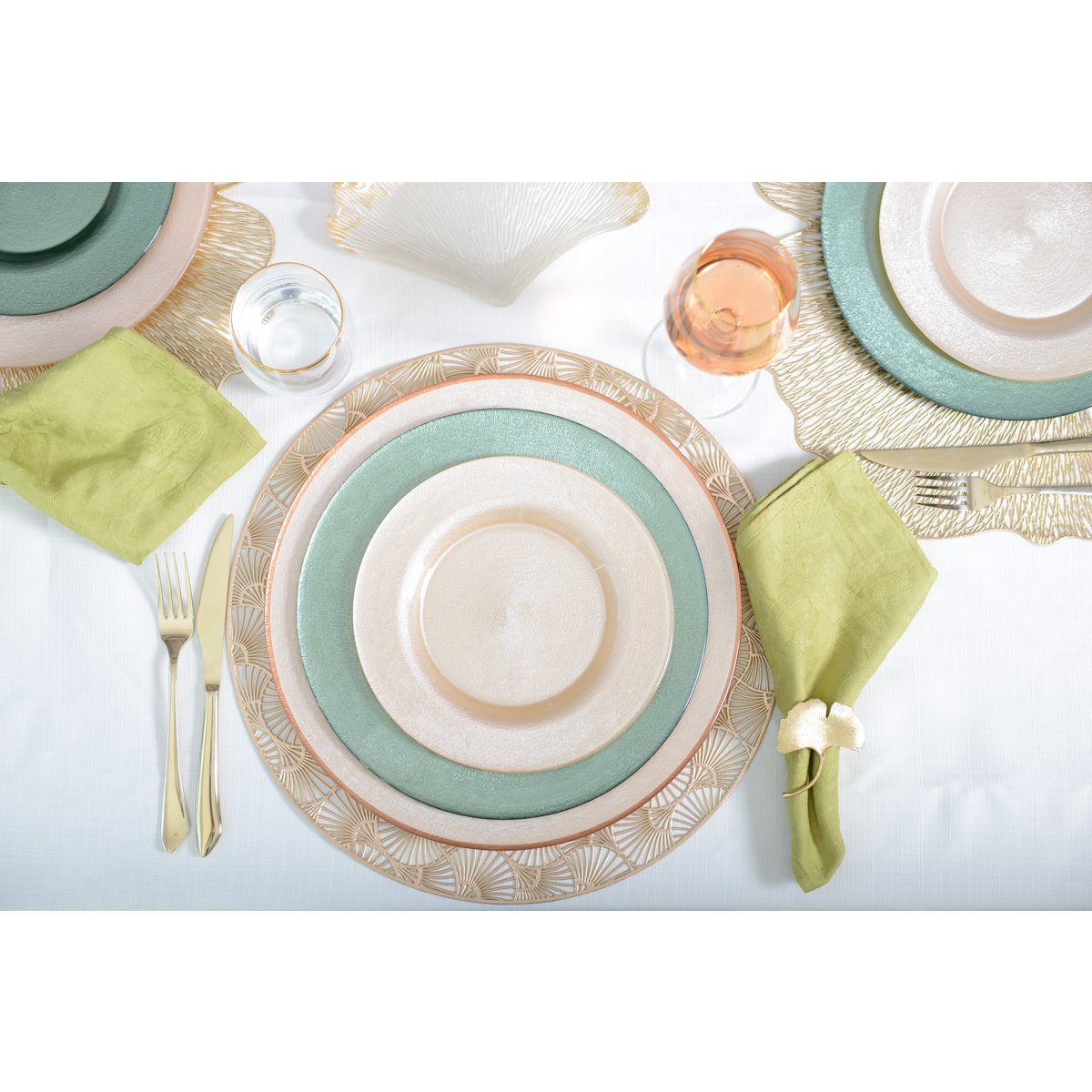 GOLDENE SERVIETTENRINGE GINKGO - 4ER-SET