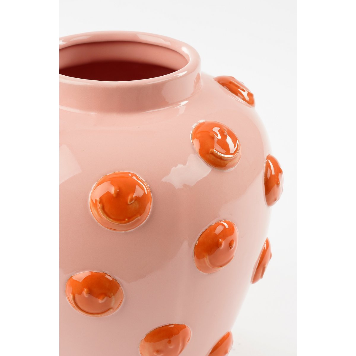 Smiley Vase - H33 x Ø30 cm - Keramik - Hellrosa, Orange