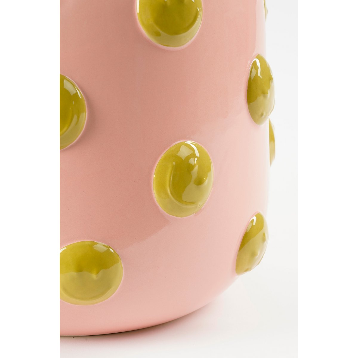 Smiley Vase - H28 x Ø29 cm - Keramik - Hellrosa, Ocker