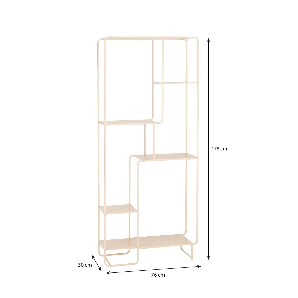 Jules offenes Regal - L76 x B30 x H178 cm - Metall - hellbraun