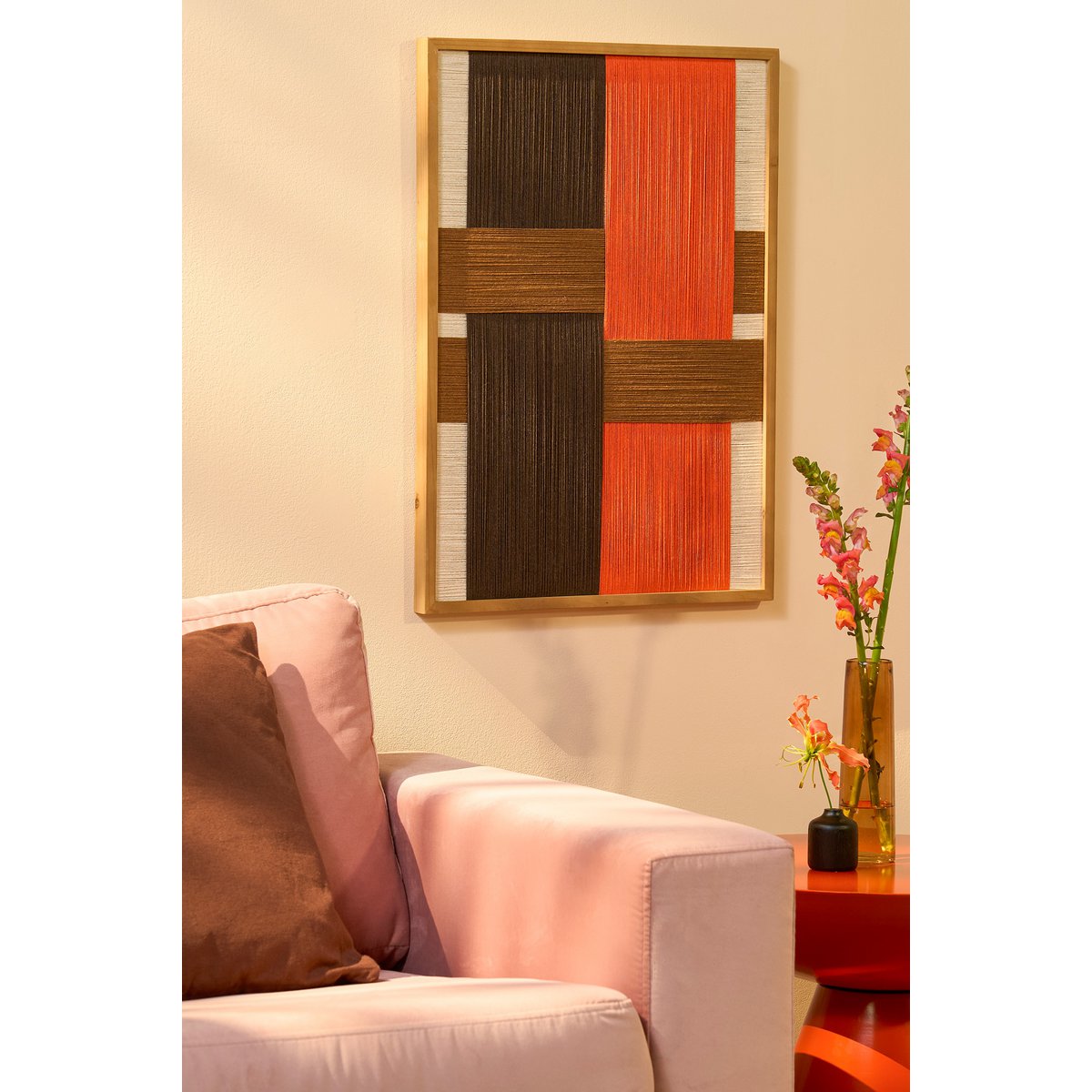 Kuba -Wanddekoration - L50 x B3 x H70 cm - FSC 100% - Baumwolle - Orange