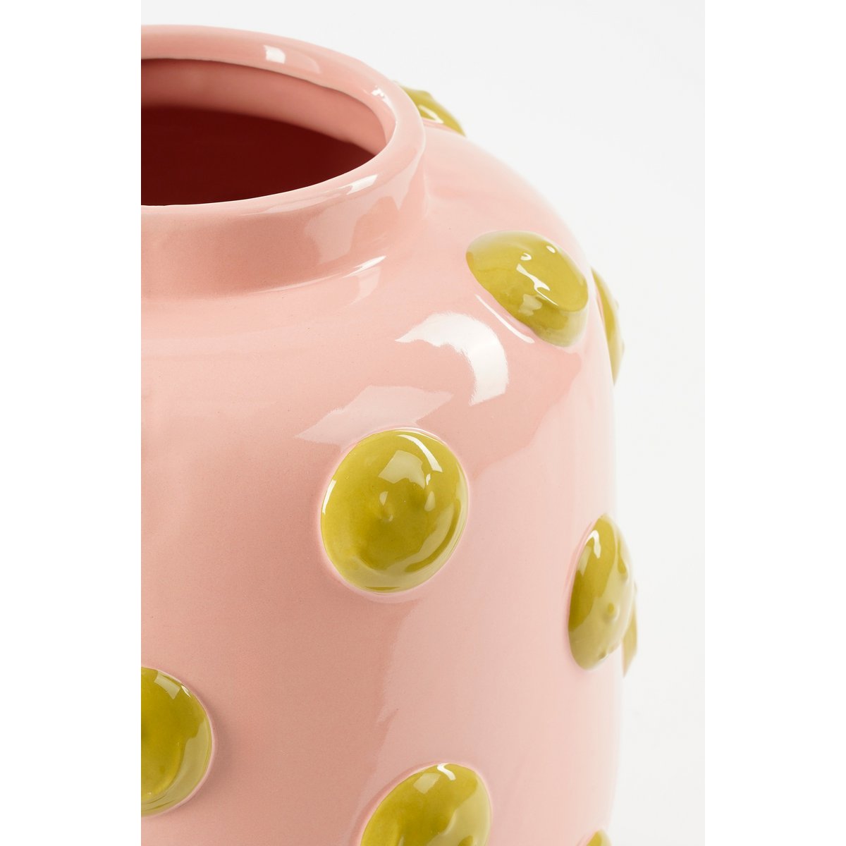 Smiley Vase - H28 x Ø29 cm - Keramik - Hellrosa, Ocker