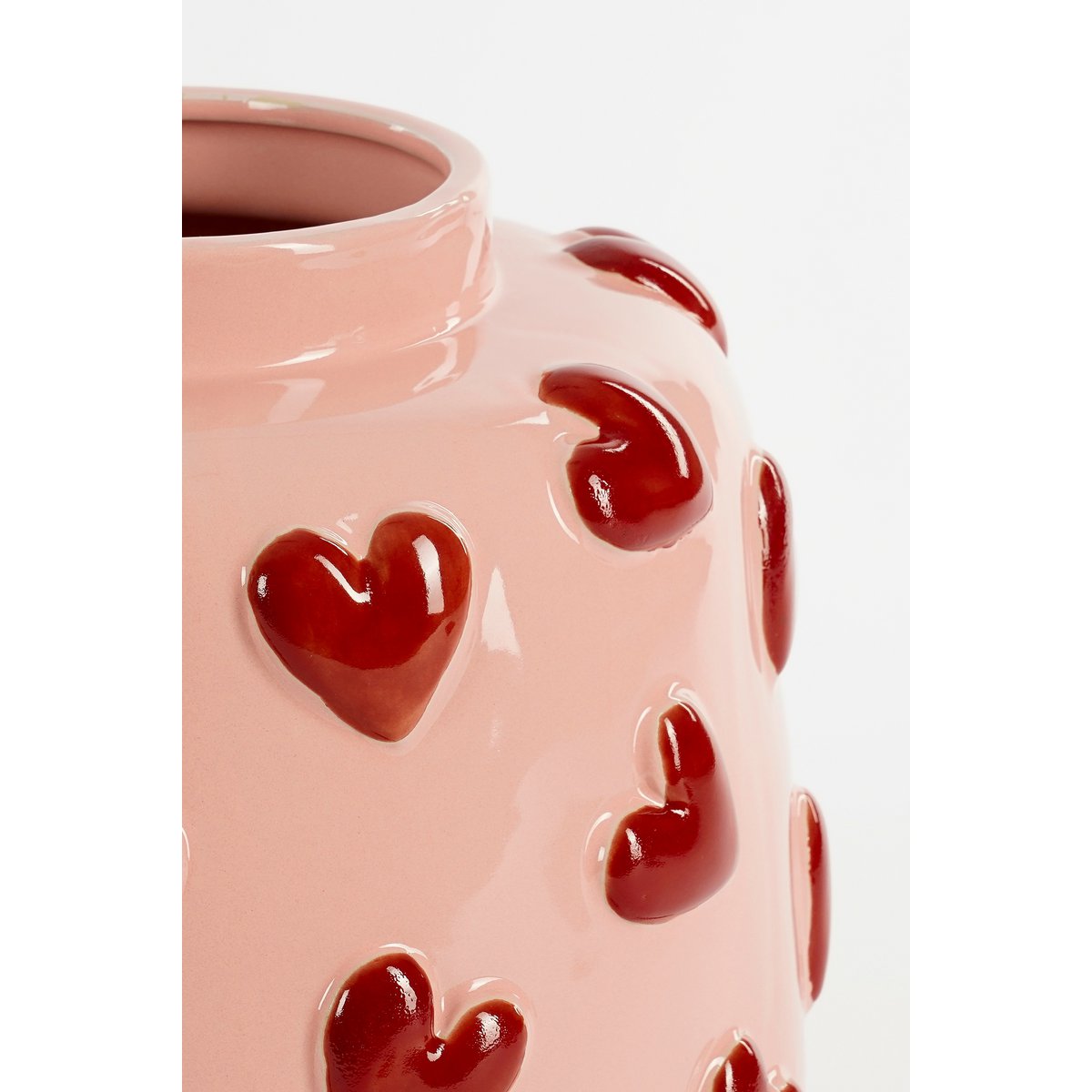 Herzvase – H28 x Ø29 cm – Keramik – Rosa, Rot