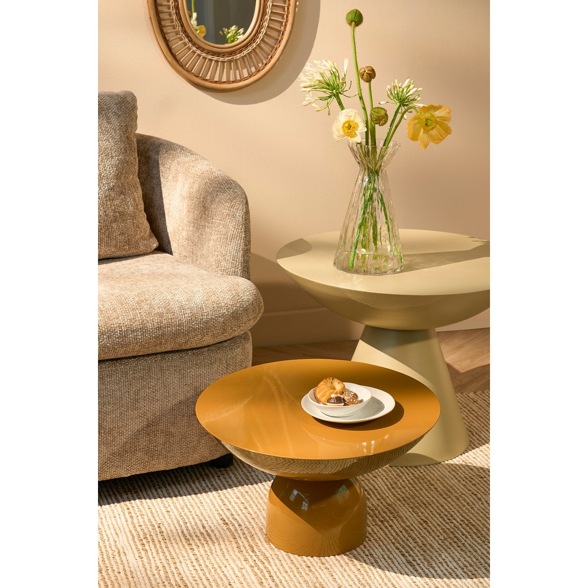 Celise Side Table - H44 x Ø59 cm - Metall - Beige