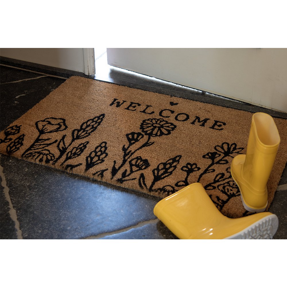 Fußmatte für den Innenbereich "Welcome", Braun, Schwarz, 75 x 45 x 1 cm