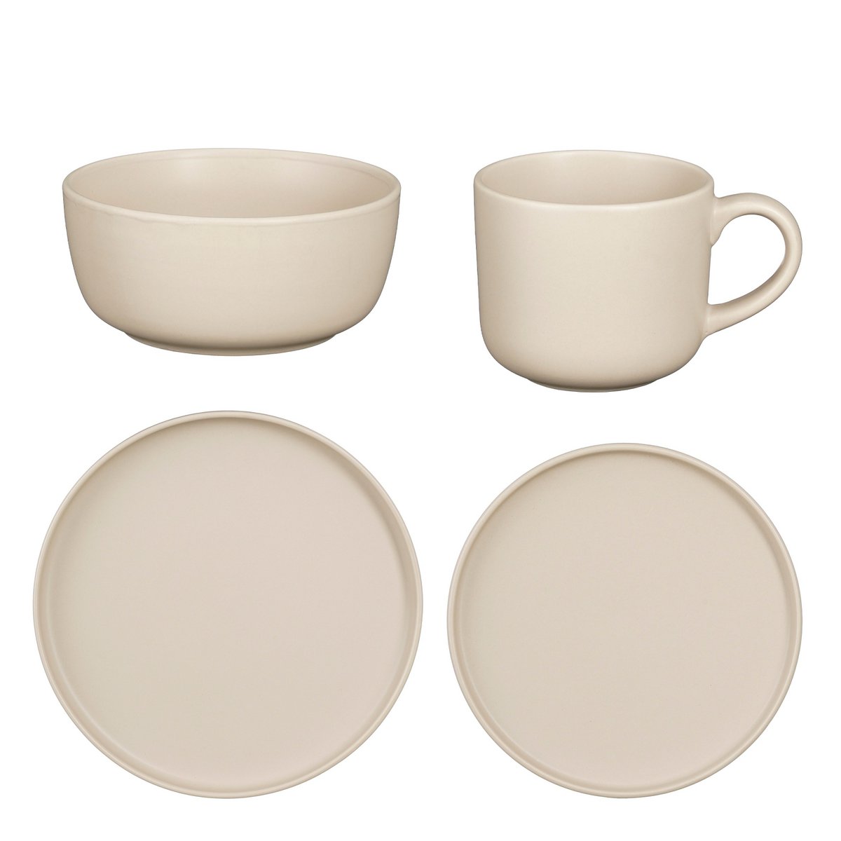 Ozzu Geschirr Set 4 Personen - Stein gut - Taupe