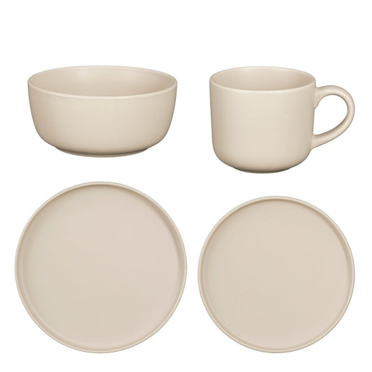 Ozzu Geschirr Set 4 Personen - Stein gut - Taupe