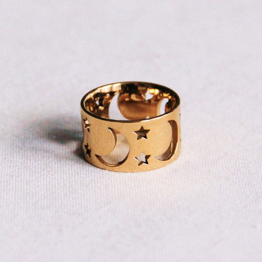 Statement Ring "Mond und Sterne"