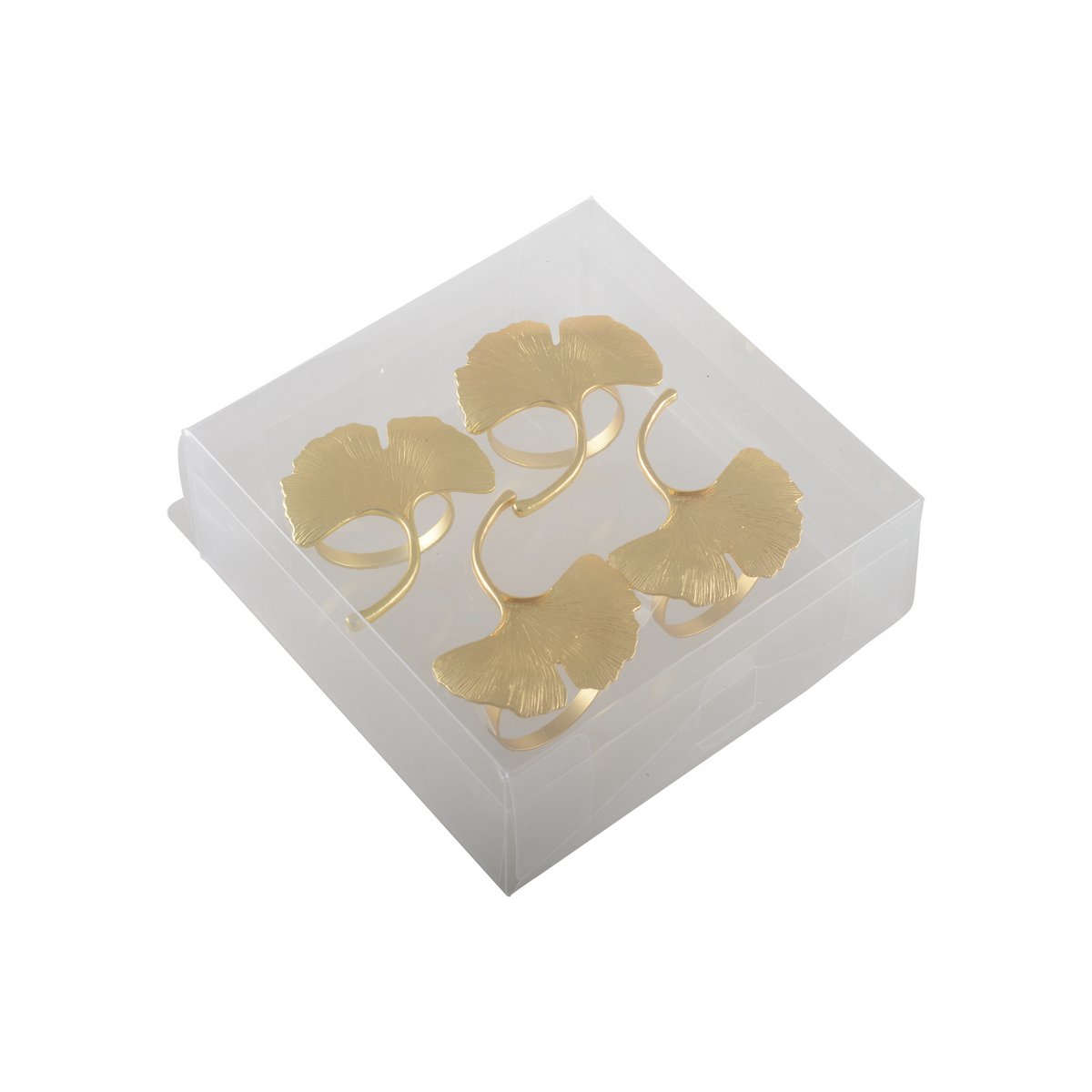 GOLDENE SERVIETTENRINGE GINKGO - 4ER-SET