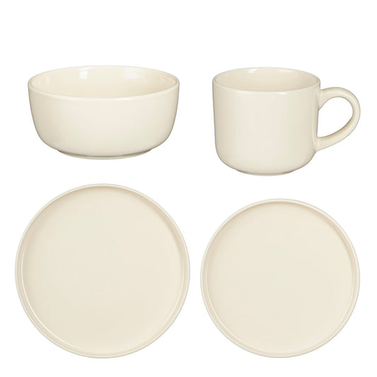 Ozzu Geschirr Set 4 Personen - Stein gut - off -White